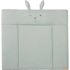 Puériculture-Matelas, accessoires de lange-Matelas à langer, housse-ROBA Matelas à Langer roba Style - 85 x 75 cm - Imperméable - Doux et Facile à Nettoyer - Vert Givré / Visage de Lapin