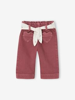 Pantalon couleur large bébé fille avec ceinture à nouer  - vertbaudet enfant