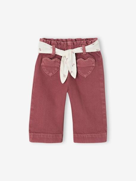 Bébé-Pantalon couleur large bébé fille avec ceinture à nouer