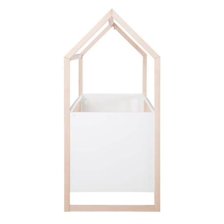 ROBA Lit Bébé Cabane 70 x 140 cm - Convertible + Réglable en Hauteur - Lit Évolutif avec 3 Barreaux Amovibles - Bois Naturel - Blanc BLANC 4 - vertbaudet enfant 