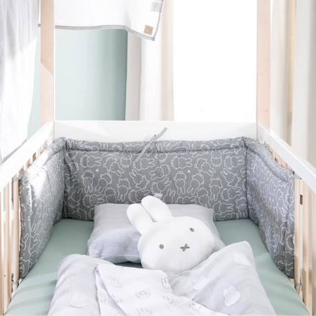 Tour de Lit Bébé - ROBA - Design de Lapin miffy® - Respirant - Gris - Blanc GRIS 2 - vertbaudet enfant 