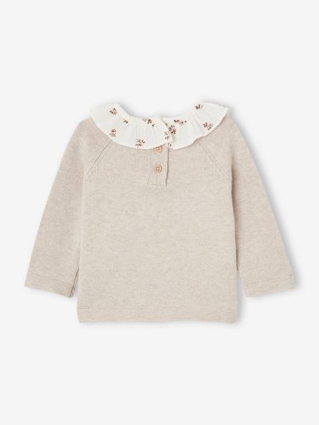 Pull à collerette fleurie bébé naissance beige chiné 2 - vertbaudet enfant 