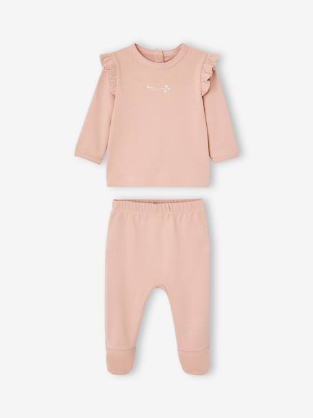 Lot 2 pyjamas oiseaux bébé en interlock rose poudré 2 - vertbaudet enfant 