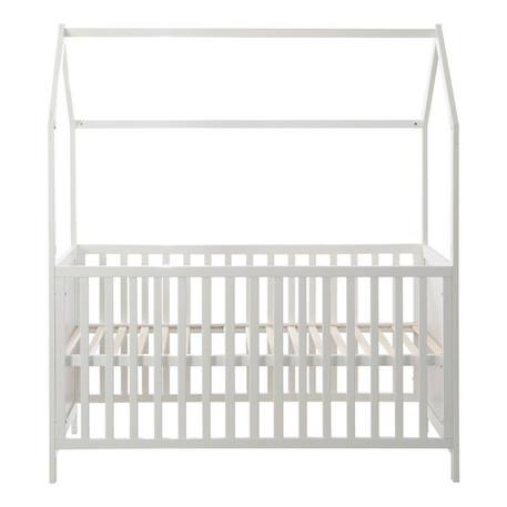 ROBA Lit Cabane Bébé Évolutif 70x140 cm - Convertible en Lit Junior et en Banc - Hauteur Réglable - Bois Laqué Blanc BLANC 5 - vertbaudet enfant 