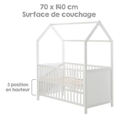 ROBA Lit Cabane Bébé Évolutif 70x140 cm - Convertible en Lit Junior et en Banc - Hauteur Réglable - Bois Laqué Blanc BLANC 6 - vertbaudet enfant 