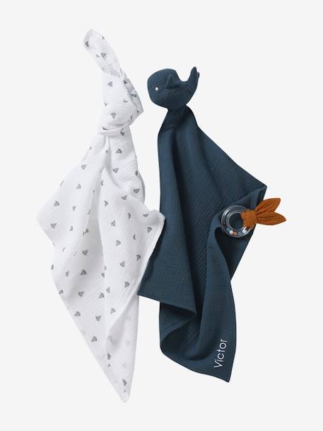 Coffret cadeau 3 pièces : lange + doudou personnalisable + hochet bleu+Koala 5 - vertbaudet enfant 