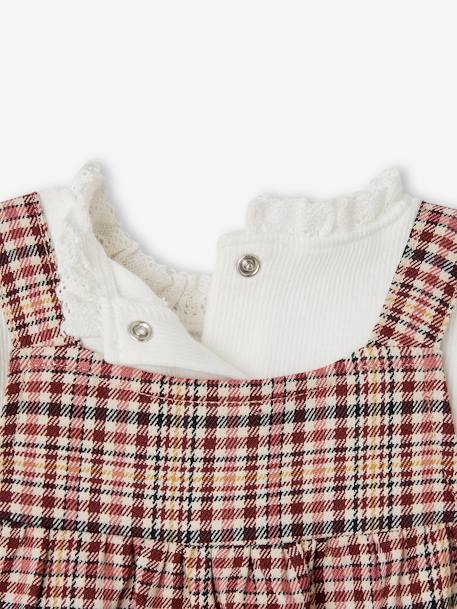 Ensemble salopette courte à carreaux + t-shirt et bandeau bébé fille bois de rose 8 - vertbaudet enfant 