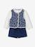 Ensemble T-shirt + gilet à fleurs + short bébé fille bleu jean 2 - vertbaudet enfant 