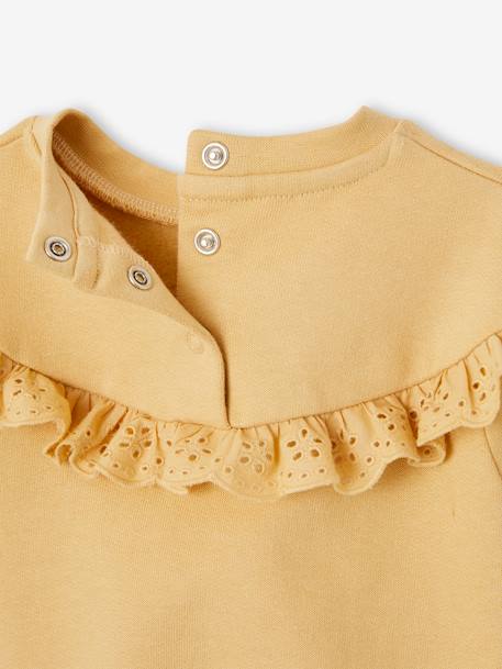 Sweat-shirt volant en broderie anglaise bébé fille ocre+vieux rose 4 - vertbaudet enfant 