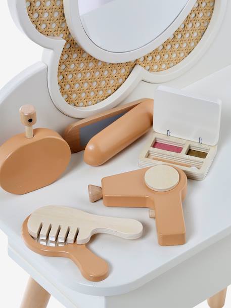 Coiffeuse cannage + accessoires en bois FSC® blanc+rose 9 - vertbaudet enfant 