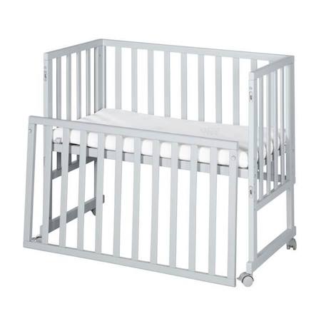 ROBA Berceau Cododo 3en1 Réglable 'safe asleep®' 90 x 45 cm + Matelas + Barrière et 4 Roulettes avec freins- Bois Laqué Taupe GRIS 1 - vertbaudet enfant 