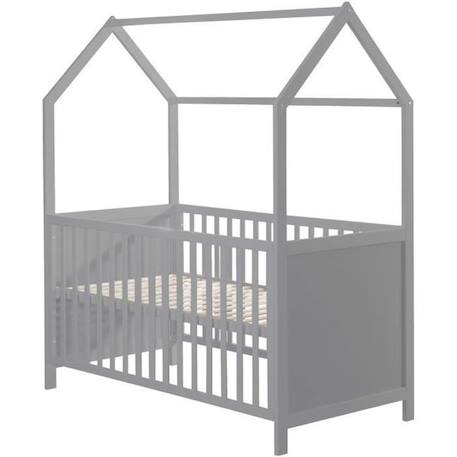 ROBA Lit Cabane Bébé Évolutif 70x140 cm - Convertible en Lit Junior et en Banc - Hauteur Réglable - Bois Laqué Gris / Taupe GRIS 1 - vertbaudet enfant 