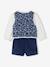 Ensemble T-shirt + gilet à fleurs + short bébé fille bleu jean 6 - vertbaudet enfant 