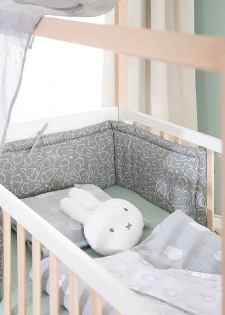 Tour de Lit Bébé - ROBA - Design de Lapin miffy® - Respirant - Gris - Blanc GRIS 6 - vertbaudet enfant 