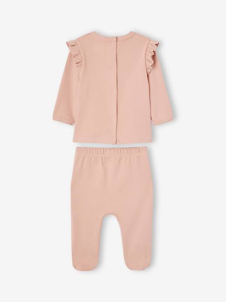 Lot 2 pyjamas oiseaux bébé en interlock rose poudré 4 - vertbaudet enfant 