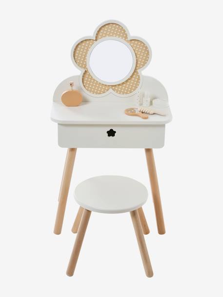 Coiffeuse cannage + accessoires en bois FSC® blanc+rose 5 - vertbaudet enfant 