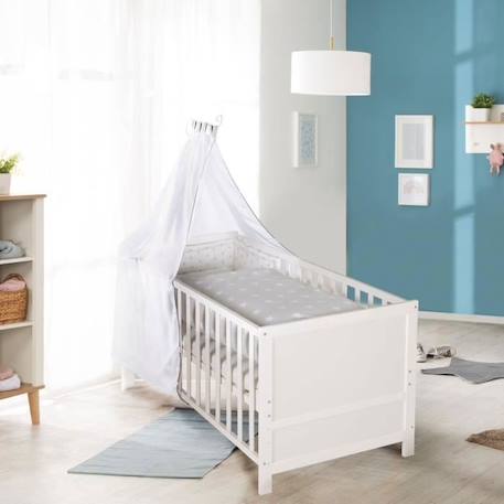 ROBA Lit Bébé Évolutif Complet Sterne grau - 70 x 140 cm - Literie incluse - Hauteur Réglable - Bois Blanc BLANC 4 - vertbaudet enfant 