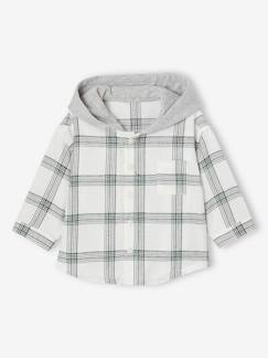 Chemise à capuche à carreaux bébé  - vertbaudet enfant