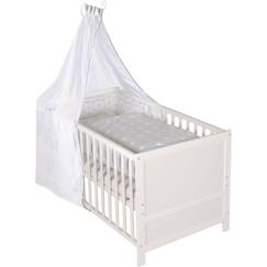 Chambre et rangement-ROBA Lit Bébé Évolutif Complet Sterne grau - 70 x 140 cm - Literie incluse - Hauteur Réglable - Bois Blanc