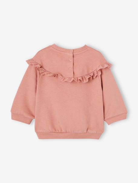 Sweat-shirt volant en broderie anglaise bébé fille ocre+vieux rose 6 - vertbaudet enfant 