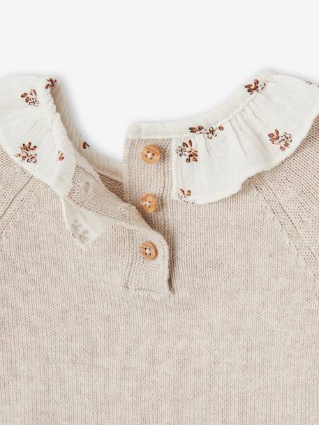 Pull à collerette fleurie bébé naissance beige chiné 4 - vertbaudet enfant 