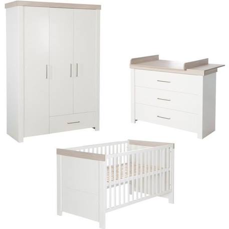 Chambre Bébé Complète ROBA - Lucy - Lit 70x140 cm - Commode à Langer - Armoire BLANC 1 - vertbaudet enfant 