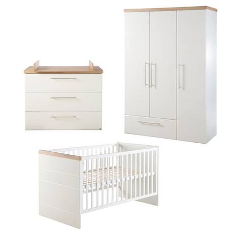 Chambre Bébé Complète ROBA Nele - Lit évolutif 70x140 cm - Commode à Langer - Armoire BLANC 1 - vertbaudet enfant 