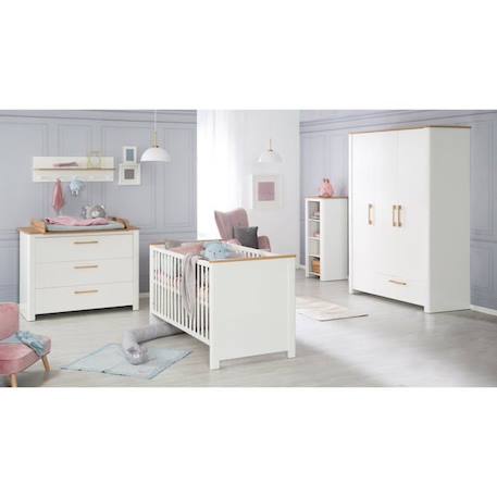 Chambre Bébé Complète ROBA - Ava - Lit évolutif - Blanc et aspect de chêne - Hauteur réglable BLANC 2 - vertbaudet enfant 