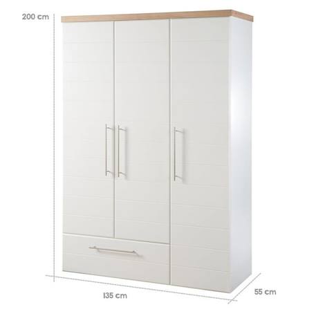 Chambre Bébé Complète ROBA Nele - Lit évolutif 70x140 cm - Commode à Langer - Armoire BLANC 4 - vertbaudet enfant 