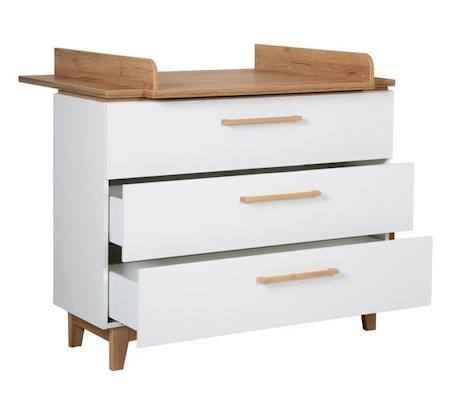 Chambre Bébé Complète ROBA Finn - Lit 70x140 cm - Commode à Langer - Armoire - Blanc et chêne BLANC 6 - vertbaudet enfant 