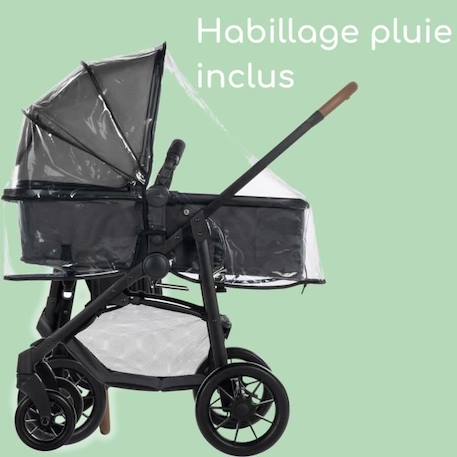 BEBECONFORT HAZE Poussette 3 en 1 i-Size - Nacelle + Siège auto Gr0+ Habillage pluie inclus - naissance jusqu'à 22Kg, Tinted Gray NOIR 3 - vertbaudet enfant 