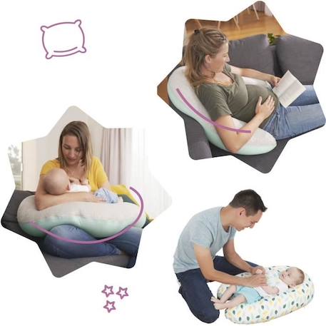 Badabulle Coussin de maternité Évolutif - 2 en 1 - Coussin d'Allaitement - Plumes BLANC 6 - vertbaudet enfant 