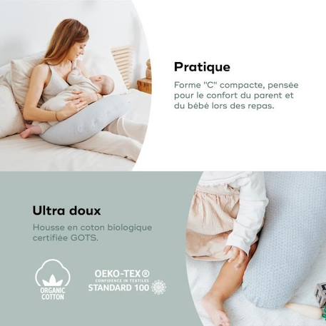 BABYMOOV B.LOVE Coussin de maternité et allaitement, certifié Oeko-Tex et bio, mineral grey GRIS 5 - vertbaudet enfant 