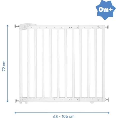 Badabulle Barrière de Sécurité Deco Pop - Barrière Extensible pour Ouverture de 63 à 106cm - Fixation Vis, Blanc BLANC 4 - vertbaudet enfant 