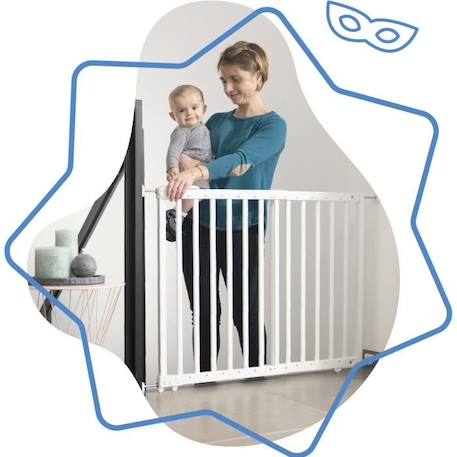 Badabulle Barrière de Sécurité Deco Pop - Barrière Extensible pour Ouverture de 63 à 106cm - Fixation Vis, Blanc BLANC 2 - vertbaudet enfant 