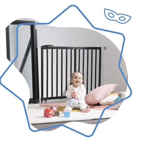 Badabulle Barrière de Sécurité Deco Pop - Barrière Extensible pour Ouverture de 63 à 106cm - Fixation Vis, Noir NOIR 2 - vertbaudet enfant 