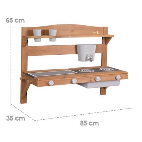 ROBA Jeu Cuisine Enfant à Suspendre pour Extérieur avec Bac Amovible et Fonctionnalités Ludiques - Bois Massif Teck MARRON 4 - vertbaudet enfant 