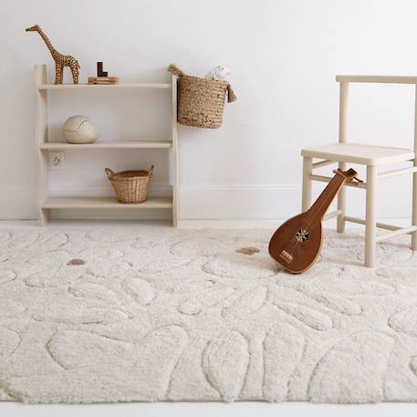 Tapis chambre enfant coton lavable motif fleurs - NATTIOT - Gentle Flora BEIGE 1 - vertbaudet enfant 