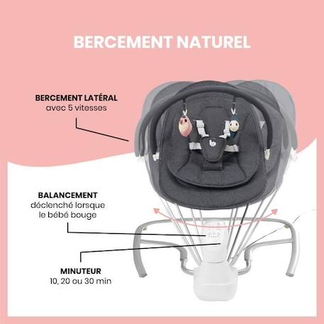 Babymoov Balancelle électrique bébé Swoon Touch - Télécommande incluse GRIS 4 - vertbaudet enfant 