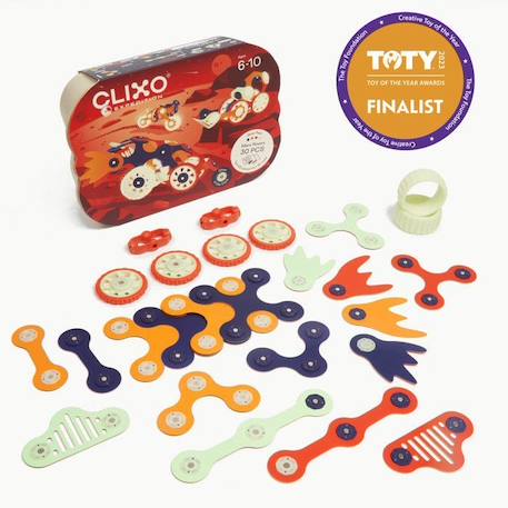 mars rovers - clixo - jeu de construction phosphorescent, magnetique, flexible, durable et imaginatif – 30 pieces – des 6 ans ORANGE 1 - vertbaudet enfant 