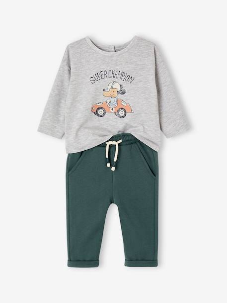 Ensemble T-shirt + pantalon molleton bébé personnalisable caramel+vert sapin 8 - vertbaudet enfant 