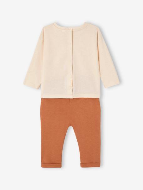 Ensemble T-shirt + pantalon molleton bébé personnalisable caramel+vert sapin 4 - vertbaudet enfant 