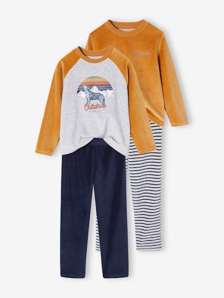 Garçon-Pyjama, surpyjama-Lot de 2 pyjamas "Loup" en velours garçon