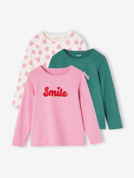 Fille-Lot de 3 t-shirts Basics fille manches longues