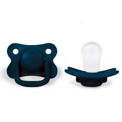 Puériculture-Repas-Sucette et anneau de dentition-Filibabba - Lot de 2 sucettes anatomique en silicone - 6 mois et + - Bleu foncé