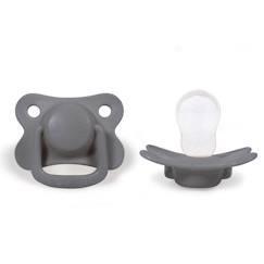 Puériculture-Repas-Filibabba - Lot de 2 sucettes anatomique en silicone 6 mois et + - Gris