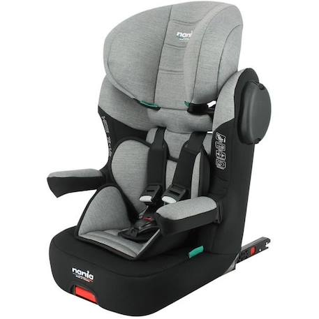 Siège auto isofix NANIA MAX I FIX 76-140 cm R129 –de 3 à 10 ans – Têtière réglable - Base inclinable - Gris - Fabrication Française GRIS 2 - vertbaudet enfant 