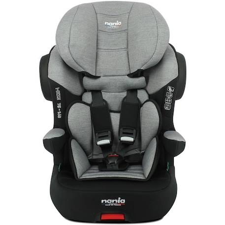 Siège auto isofix NANIA MAX I FIX 76-140 cm R129 –de 3 à 10 ans – Têtière réglable - Base inclinable - Gris - Fabrication Française GRIS 1 - vertbaudet enfant 