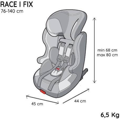 Siège auto isofix NANIA RACE I FIX 76-140 cm R129 –de 3 à 10 ans – Têtière réglable - Base inclinable - Rouge -Fabrication ROUGE 4 - vertbaudet enfant 
