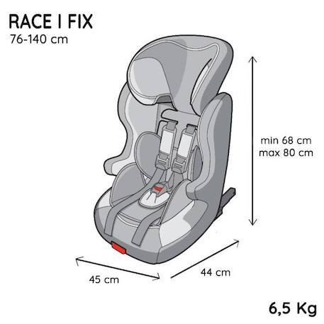 Siège auto isofix NANIA RACE I FIX 76-140 cm R129 –de 3 à 10 ans– Têtière réglable - Base inclinable - Marron -Fabrication MARRON 5 - vertbaudet enfant 